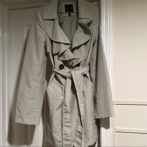 Grey ruffled trench coat